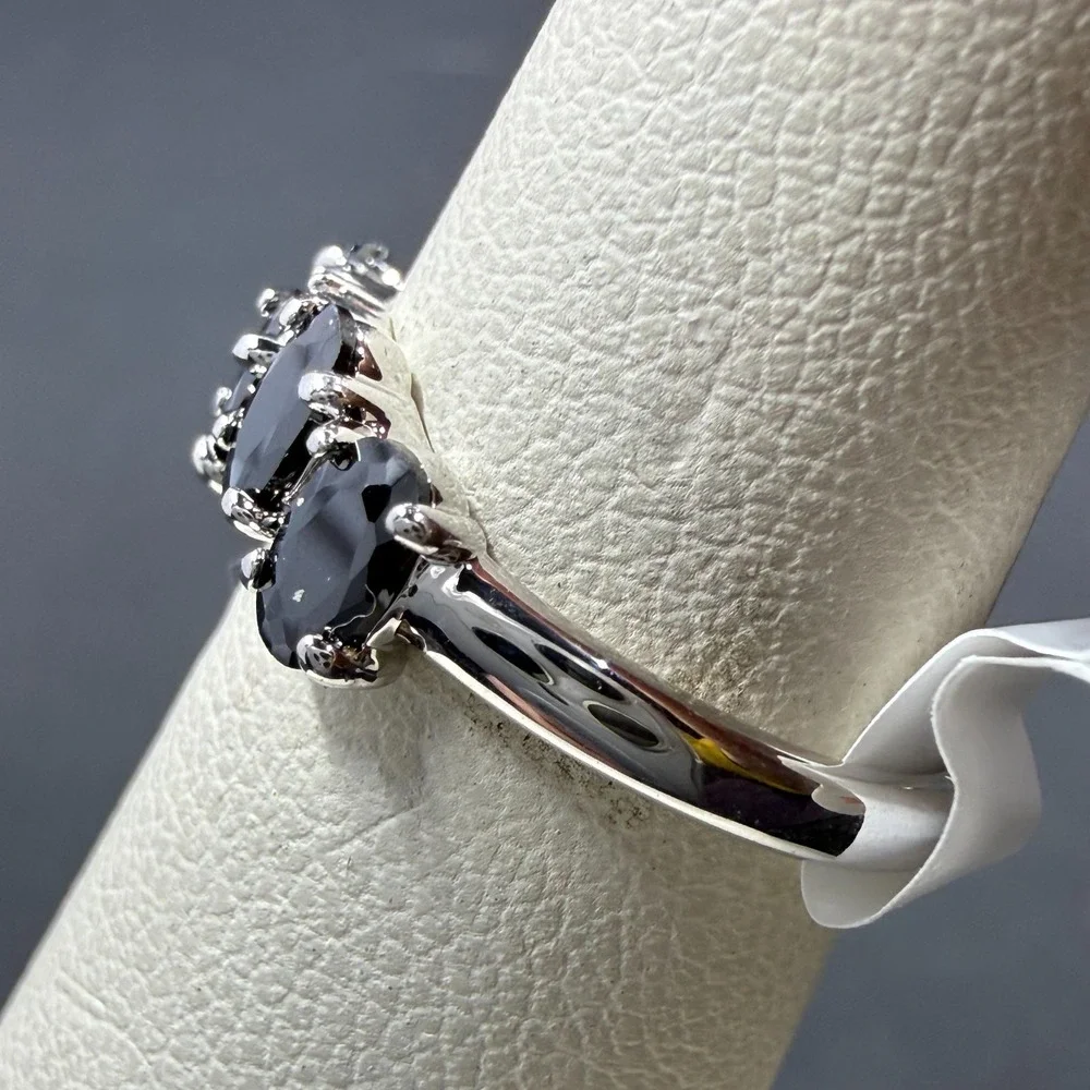 Bomb Party Whenever You Roam Size 6 Ring Black Onix CZ RBP5643 Rhodium Plated